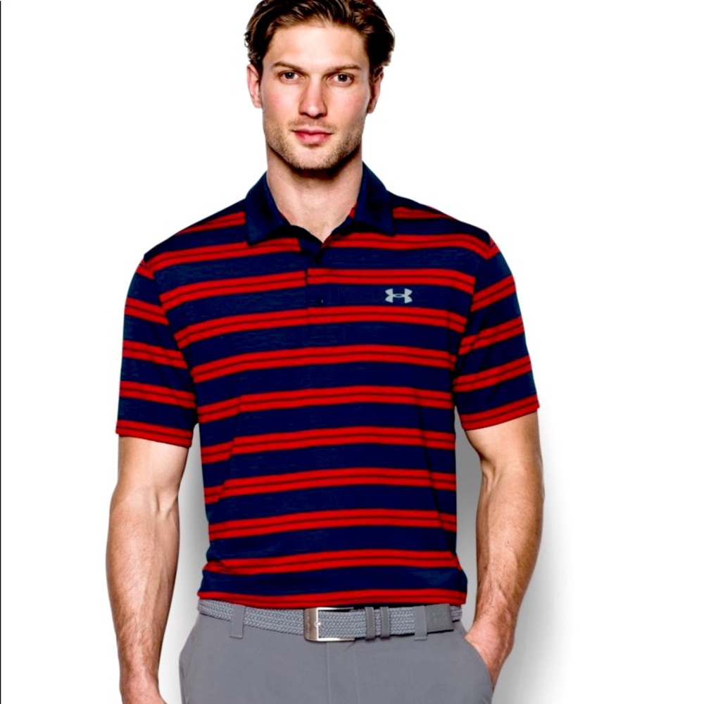 Under Armour Red & Navy Groove Polo